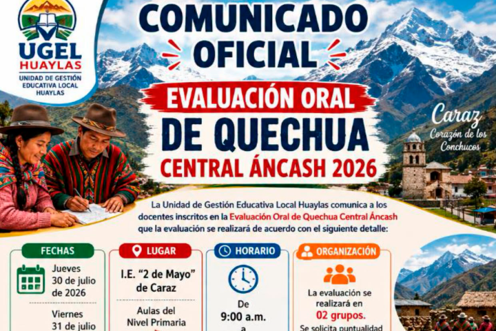 CRONOGRAMA DE EVALUACIÓN QUECHUA CENTRAL